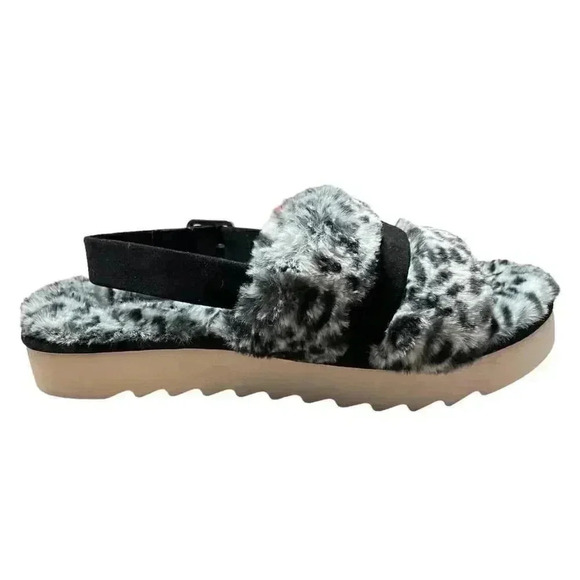 Koolaburra by Ugg Fuzz'd Out Womens 9 Fuax Fur Cheetah Slingback Sandals Multi - Picture 4 of 8